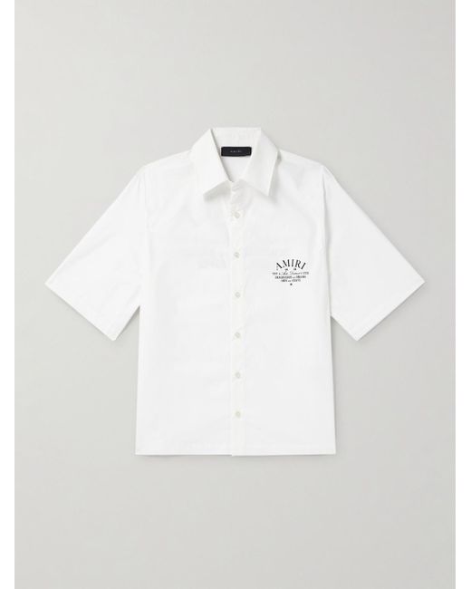Amiri White Logo-print Cotton-poplin Shirt for men
