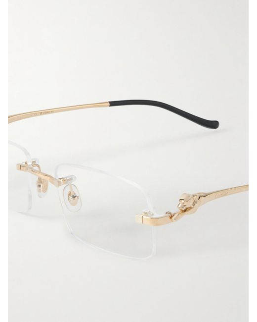 Cartier Natural Panthère Rimless Rectangular-Frame-Tone Optical Glasses for men
