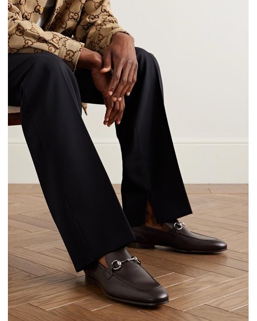 Gucci Black Jordaan Horsebit-Embellished Leather Loafers for men