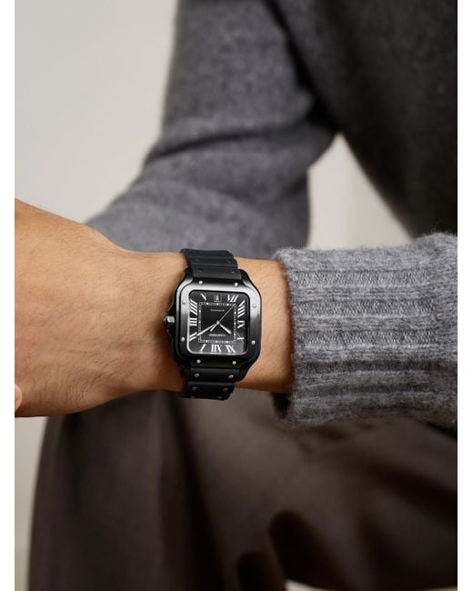Cartier Black Santos De Automatic Steel Interchangeable Adlc-Coated Steel Watch, Ref. Wssa0039 for men