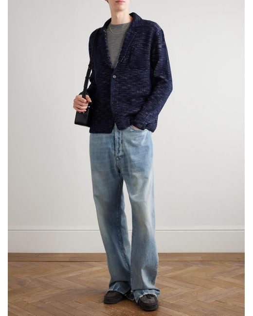 Missoni Blue Unstructured Space-Dyed Ribbed Wool Blazer for men