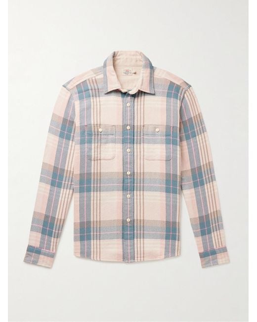 Faherty Brand White The Surf Checked Organic Cotton-flannel Shirt for men