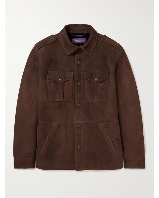 Ralph Lauren Purple Label Brown Chilton Shearling Shirt Jacket for men