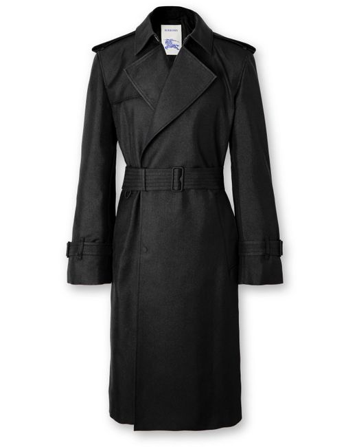 Burberry Black Double-breasted Belted Silk-blend Trench Coat for men
