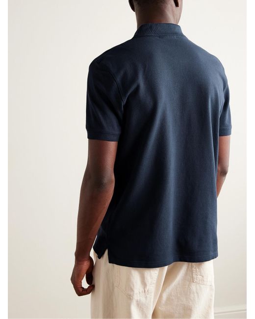 Maison Kitsuné Polohemd aus Baumwoll-Piqué mit Logoapplikation in Blue für Herren