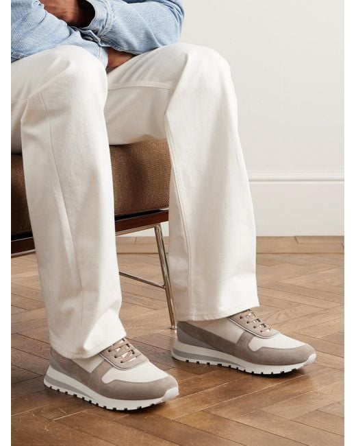 Brunello Cucinelli Natural Suede-Calfskin Runner Sneakers for men