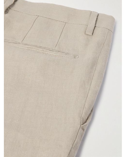 Boglioli Natural Herringbone Cotton And Linen-blend Suit Trousers for men