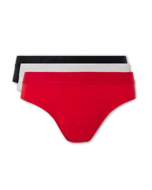 Calvin Klein Red Three-pack Stretch Lyocell-blend Briefs for men