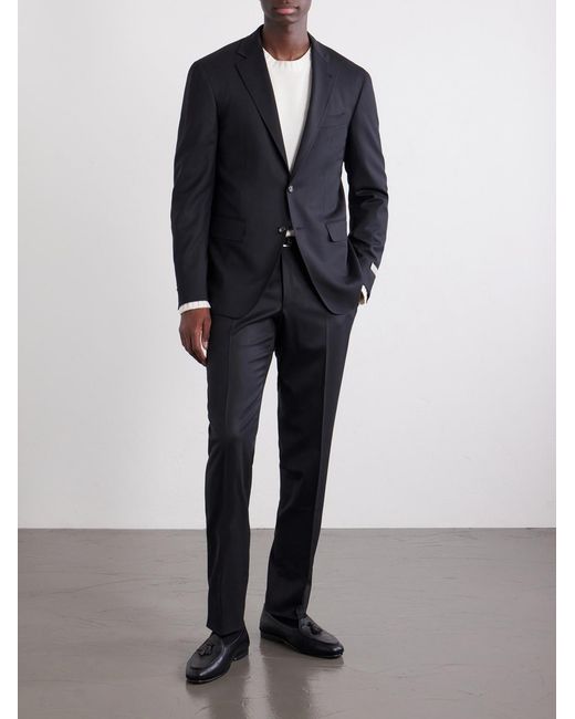 Canali Black Kei Wool-Blend Twill Suit Jacket for men