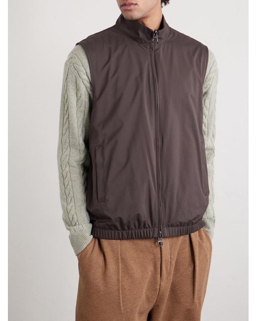 Loro Piana Brown Slim-Fit Windwish Gilet for men