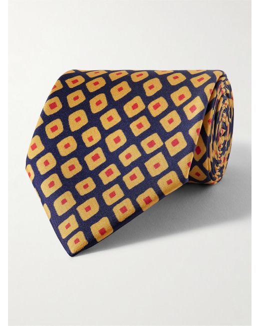 Charvet Yellow 8.5cm Printed Silk-twill Tie for men