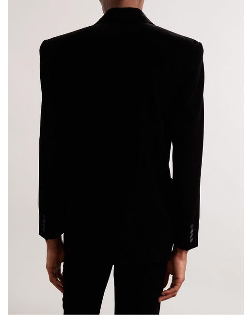 Saint Laurent Black Double-breasted Velvet Suit Jacket for men