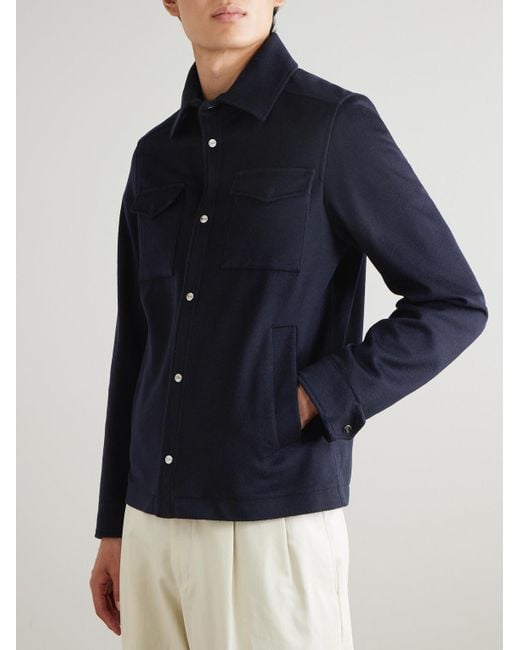 Herno Blue Wool And Cashmere-Blend Shirt Jacket for men