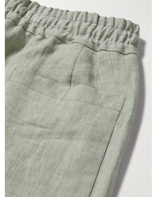 Kingsman Green Straight-leg Linen Drawstring Shorts for men