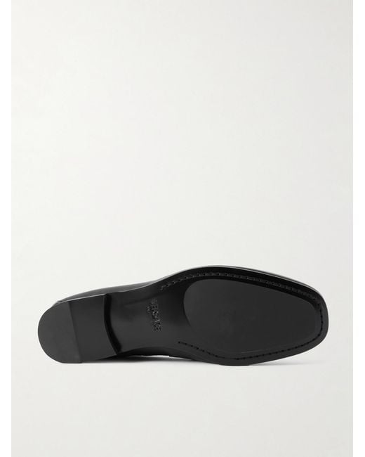 Versace Black Logo-Embellished Leather Loafers for men
