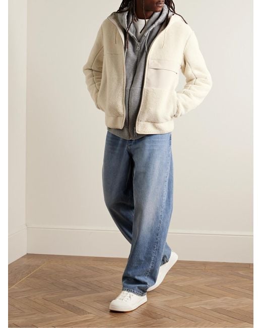 Zegna Leather trimmed Shearling Hooded Jacket in Natural for Men