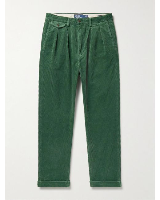 Polo Ralph Lauren Green Whitman Slim-fit Pleated Cotton-corduroy Trousers for men