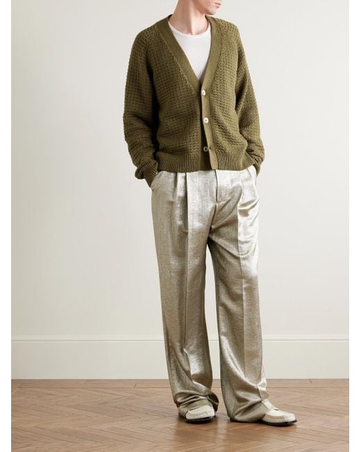 The Elder Statesman Nora Lite Cardigan aus Baumwolle in Waffelstrick in Green für Herren