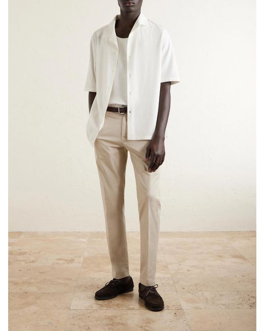 Eleventy Natural Slim-fit Stretch Cotton-twill Chinos for men