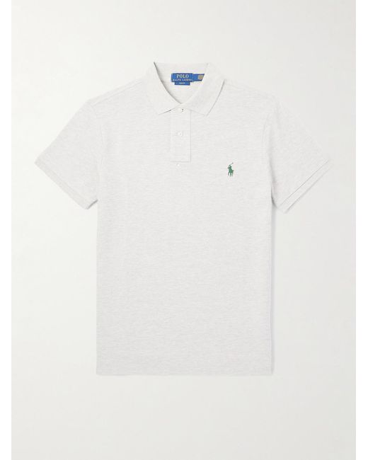 Polo Ralph Lauren White Slim-Fit Logo-Embroidered Cotton-Piqué Polo Shirt for men