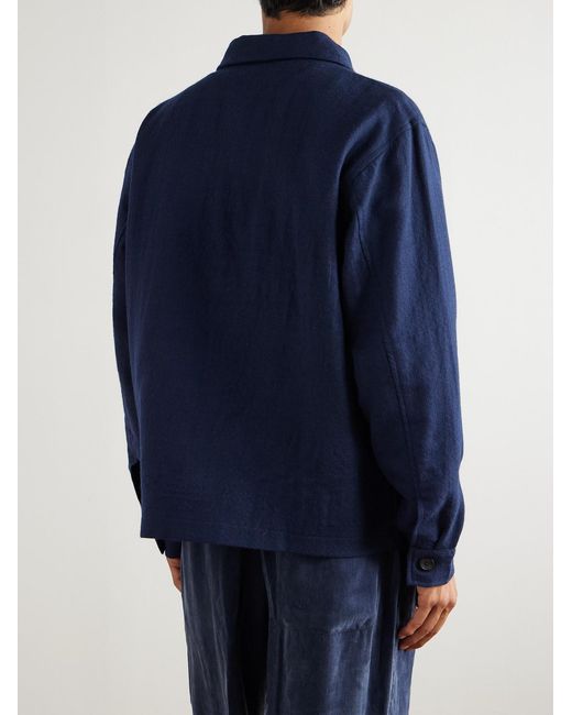 Kartik Research Blue Embroidered Wool Jacket for men