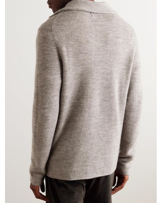 NN07 Gray Carl 6336 Half-zip Ribbed Wool Sweater for men