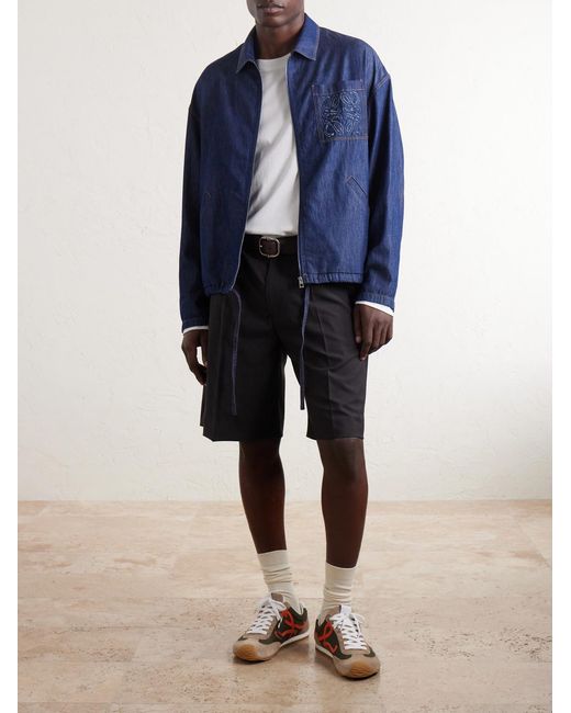 Loewe Blue Anagram-Appliqué Cotton Chambray Jacket for men