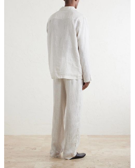Derek Rose Natural Milan 31 Printed Linen Pyjama Set for men