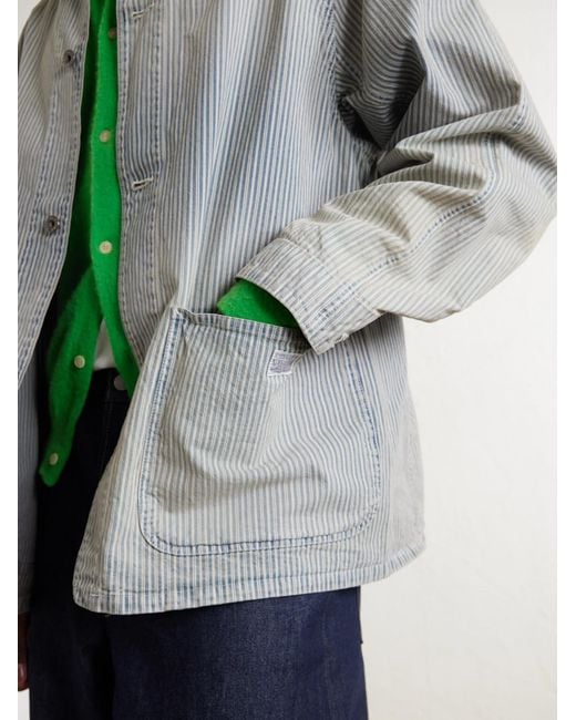 Kapital Gray Liberty Striped Denim Overshirt for men