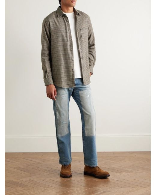 Portuguese Flannel Gray Dylan Puppytooth Cotton-Flannel Shirt for men