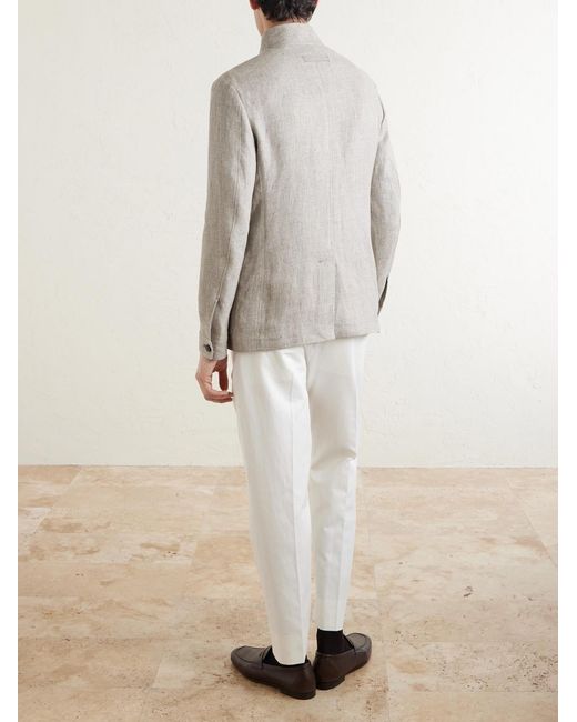 Zegna White Textured-Linen Jacket for men