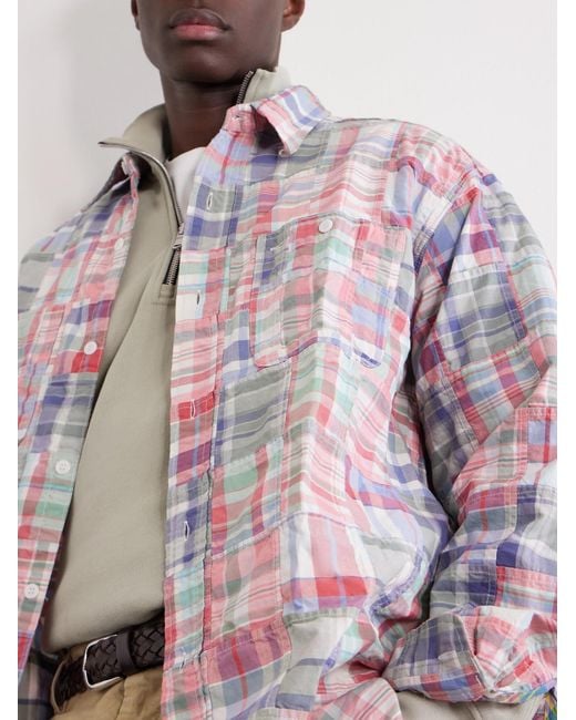 Beams Plus Pink Patchwork Checked Cotton Jacket for men