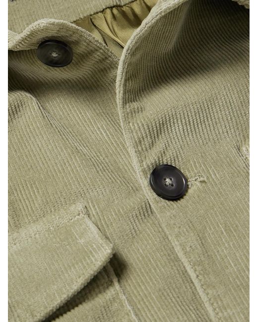 Officine Generale Green Aylan Convertible-Collar Cotton-Blend Corduroy Overshirt for men