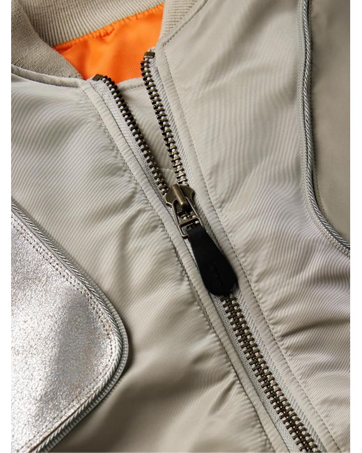 Kapital Gray Sham Convertible Cracked Leather-trimmed Shell Bomber Jacket for men