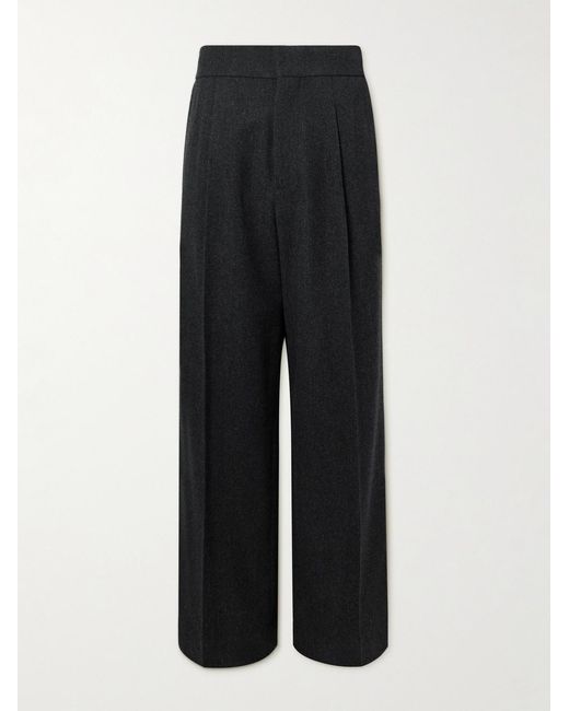 Fear Of God Black Wide-Leg Pleated Virgin Wool-Blend Flannel Trousers for men