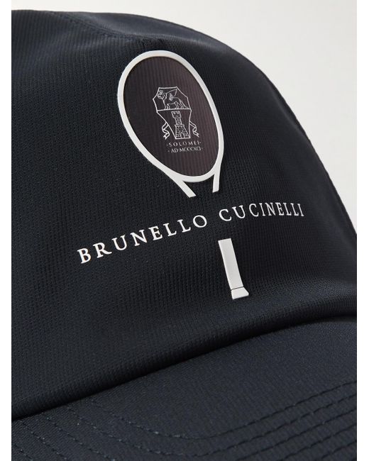 Berretto da baseball in shell stretch traforato con logo di Brunello Cucinelli in Blue da Uomo