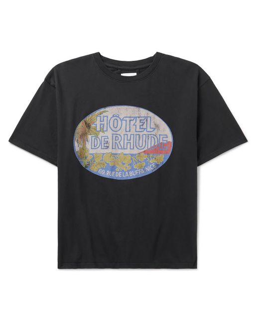 Rhude Black Dimora Logo-print Cotton-jersey T-shirt for men