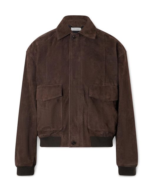 FRAME Brown Retro Suede Bomber Jacket for men