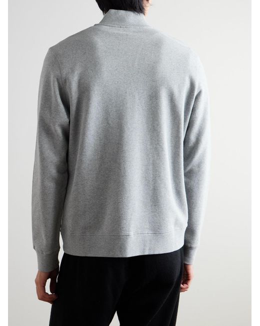 Sunspel Gray Cotton-Jersey Half-Zip Sweatshirt for men