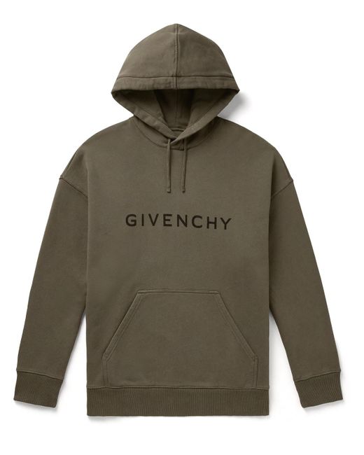 Givenchy Green Archetype Logo-print Cotton-jersey Hoodie for men