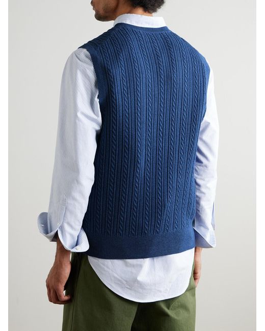 Polo Ralph Lauren Blue Logo-Embroidered Cable-Knit Cotton Vest for men