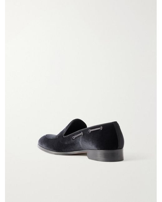 Mr P. Black Velvet Loafers for men