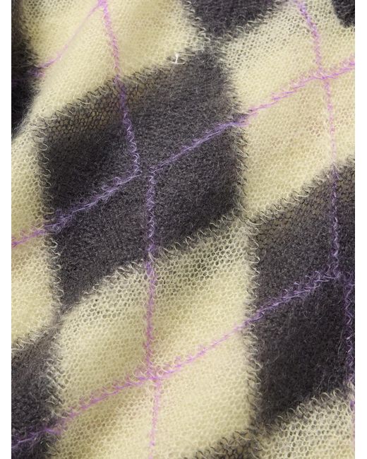 Marni Blue Slim-Fit Fringed Argyle Mohair-Blend Sweater for men