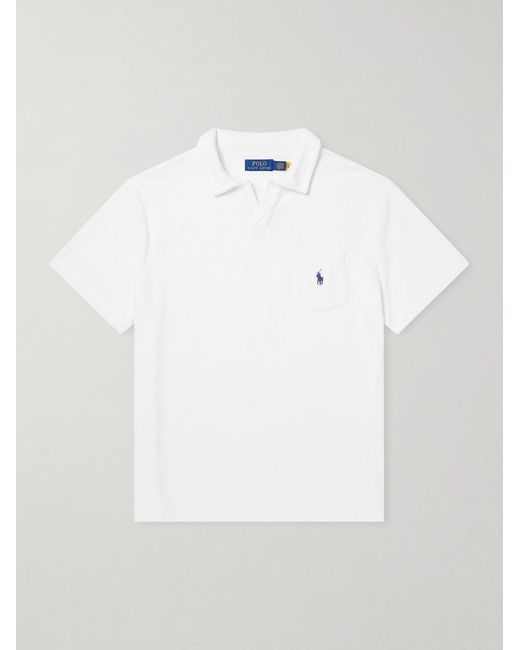 Polo Ralph Lauren White Logo-embroidered Cotton-blend Terry Polo Shirt for men