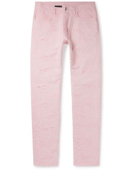 Givenchy Pink Slim-Fit Distressed Jeans for men