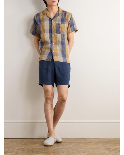 Oliver Spencer Blue Osborne Straight-leg Linen Shorts for men