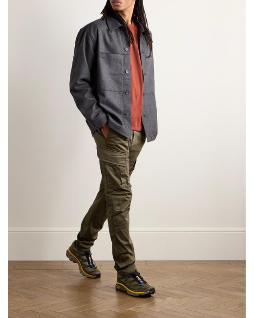 C P Company Green Slim-Fit Tapered Logo-Appliquéd Stretch-Cotton Sateen Cargo Trousers for men