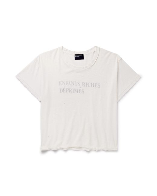 Enfants Riches Deprimes White Distressed Logo-Print Cotton-Jersey T-Shirt for men