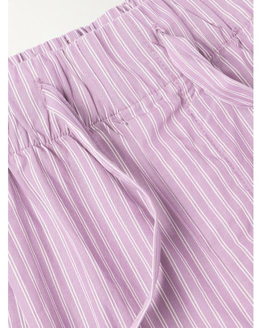 Tekla Birkenstock Gerade geschnittene Pyjama-Shorts aus gestreifter Biobaumwollpopeline mit Falten in Pink für Herren