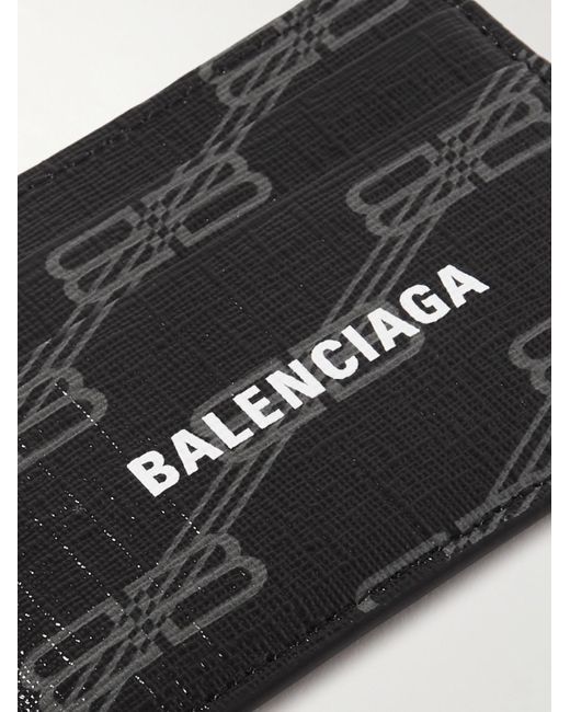 Balenciaga Black Logo-Print Coated-Canvas Cardholder for men